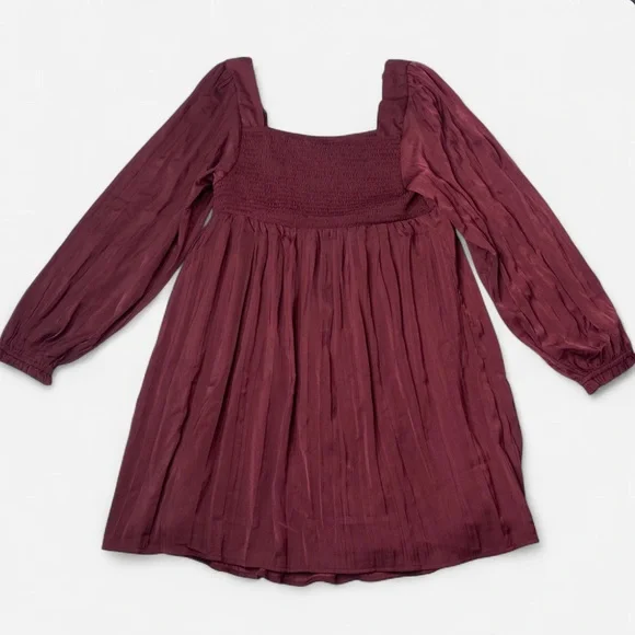 Motherhood Women’s Smocked BabyDoll Maternity Dress Burgundy Size Large - Picture 2 of 11